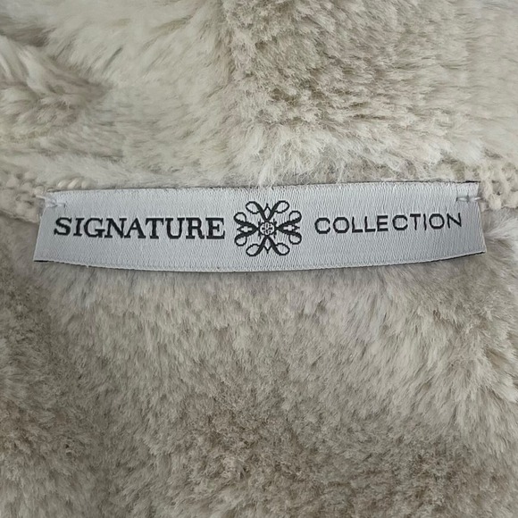 Signature Collection Fur Lined Faux Suede Jacket Tan Large Winter - Picture 9 of 11